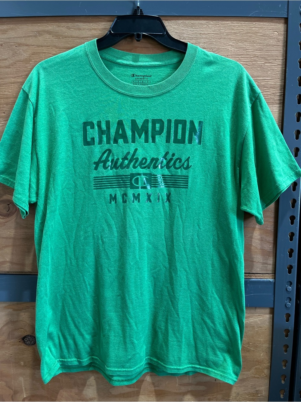 Champion Green Crewneck Graphic Tee - Authentics Print - Picture 1 of 6